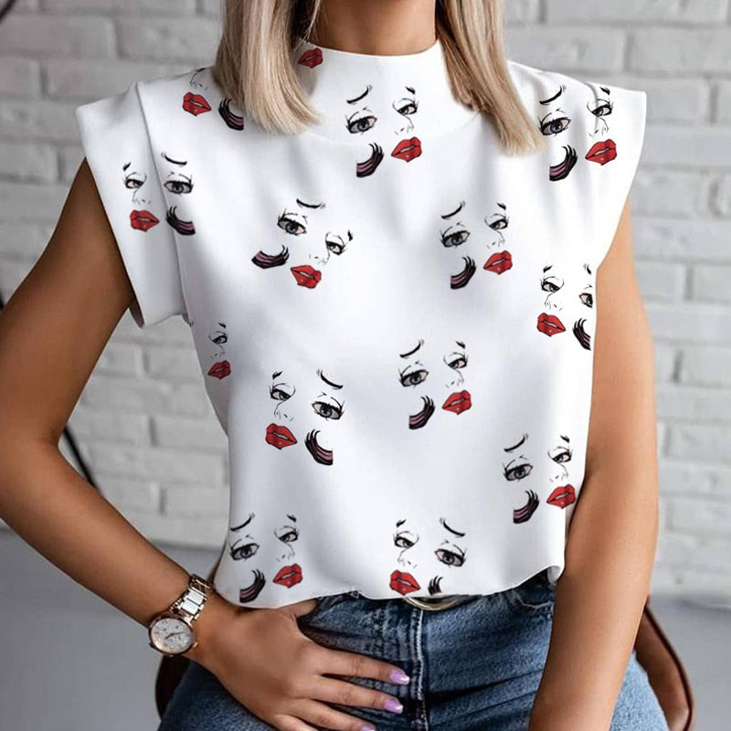 Print Tops and Blouse Shirts Office Casual